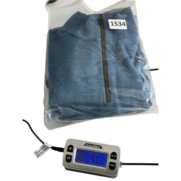 Untuckit Sweater Men's L Blue 1/4 Zip Belguardo w Suede Extrafine Merino Wool - Picture 12 of 12